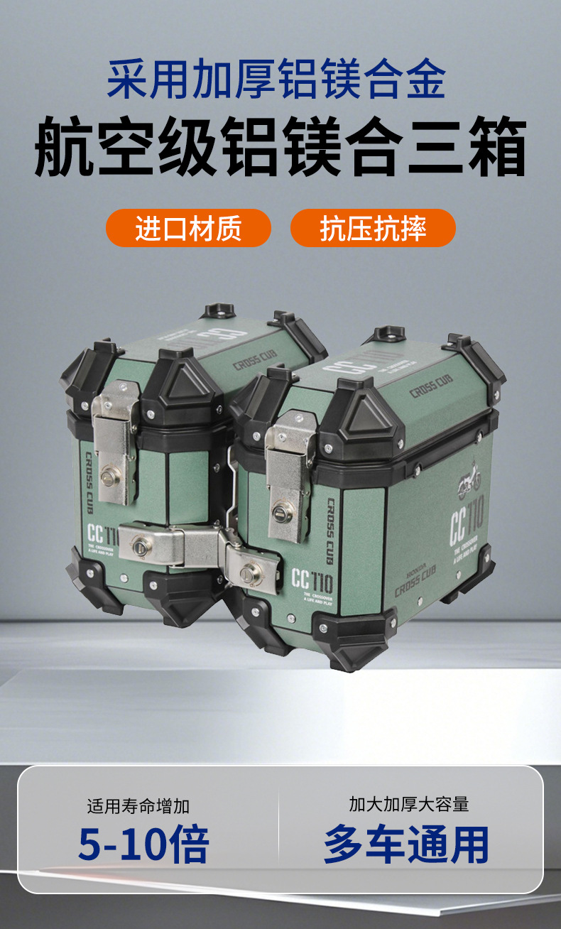 Neutral New 18L Motorcycle Side Box 45L/36L Waterproof Anti-Collision Trunk Travel Quick Release Aluminum Alloy Three Boxes