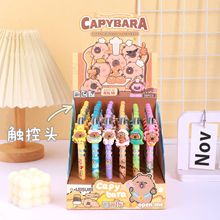 批发卡皮巴拉触控笔二合一扭动中性笔学生整套外贸贴片笔卡通可爱