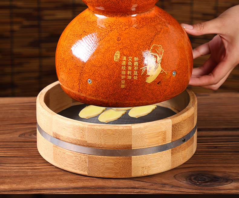 Ceramic Gourd Moxibustion Device with Smoke Exhaust System for Home Abdominal Back Warm Therapy key features