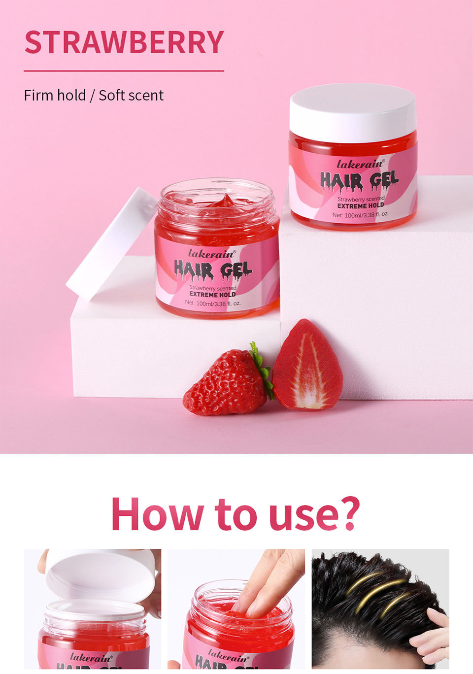 Lakerain Transparent Gel Hair Gel 100ml, a hair gel for styling curly hair, creating fluffy bubbles and elastic hair undefined