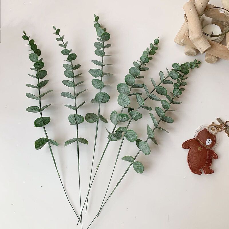 ins Style Vintage Eucalyptus Money Leaf Branch Fresh Simulation Green Plant Fake Flower Ornaments Flower Arrange Nordic Style Decoration