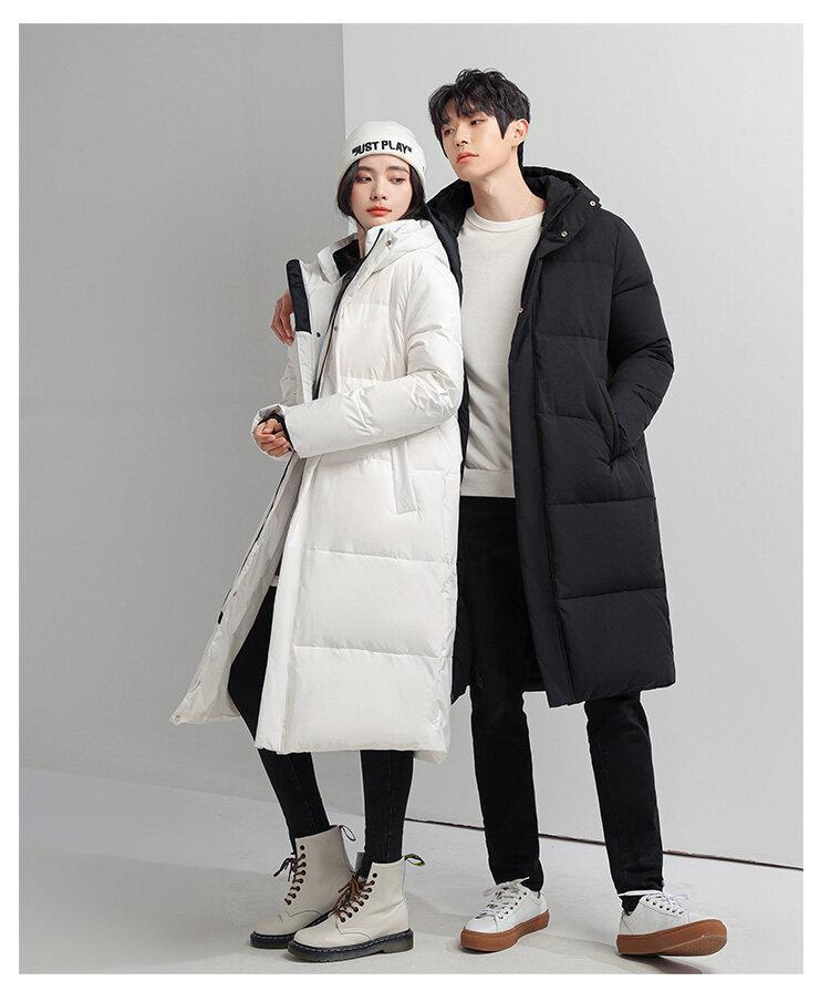 Men's Padded Coat Mid-length Thickened White Duck Down Jacket_voghion.com