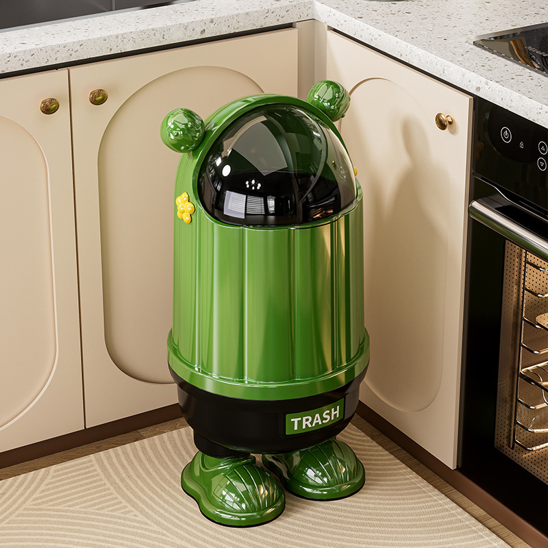 Internet-Famous Cartoon Cactus Trash Can for Living Room, Bedroom, Bathroom, Large Capacity, Thickened, Household Flip-Top Trash Bin