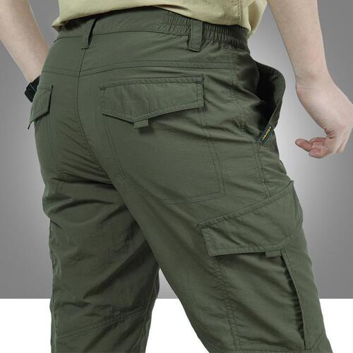 Men's Spring and Autumn Outdoor Classic Simple Multifunctional Pocket Sports Trousers, Loose Windproof Casual Straight Leg Work Pants