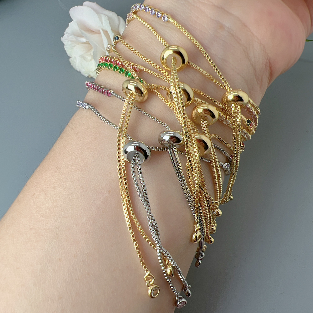 13g Weight Alloy Pendant Material Zircon Inlay Material Bracelets Classification Alloy Chain Material 1 Piece Quantity Holiday, Daily, Street Occasion Alloy Material Geometric Pattern Women's Gender Plating Design Elegant Style Elegant Geometric Zircon Alloy Wholesale Bracelets 1