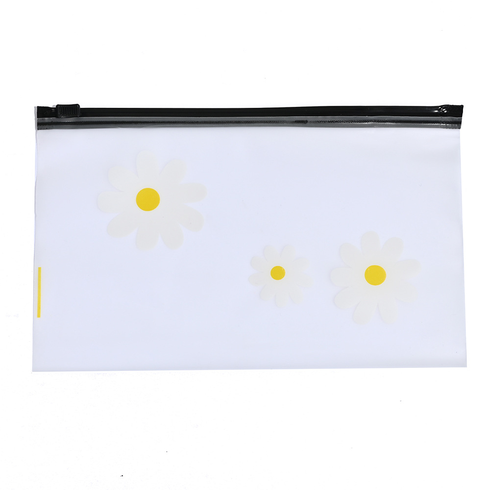 Bolsa de cremallera Margarita bolsa de anillo de pelo estilo coreano bolsa de cremallera fresca translúcido dedo esmerilado bolsa de almacenamiento al por mayor