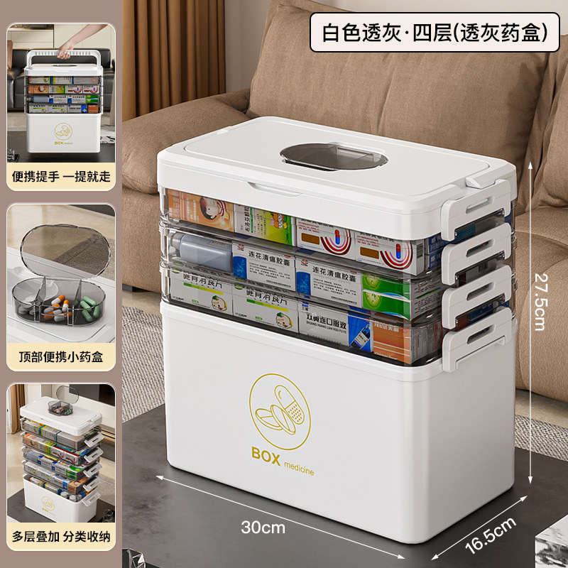 Caja Organizadora de Medicamentos de PET Multicapa Portátil para Hogar