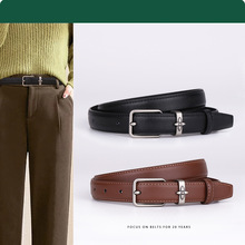 高级感百搭女士皮带真皮牛皮针扣小花合金腰带商务时尚裤腰带潮流