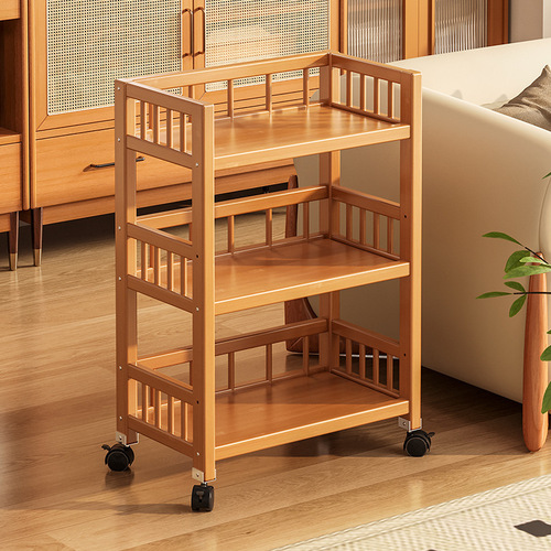 New Home Living Room Storage Rack, Portable Multi-layer Shelves, Cart with Wheels, Non-Wooden Simple Floor Standing Storage