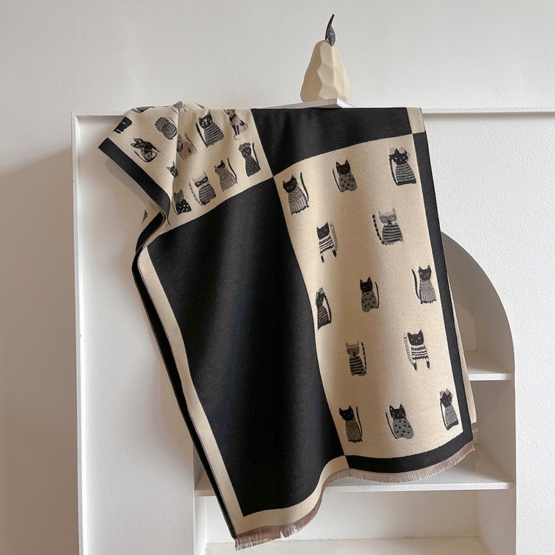 컬러 블록 고양이 - 검정색