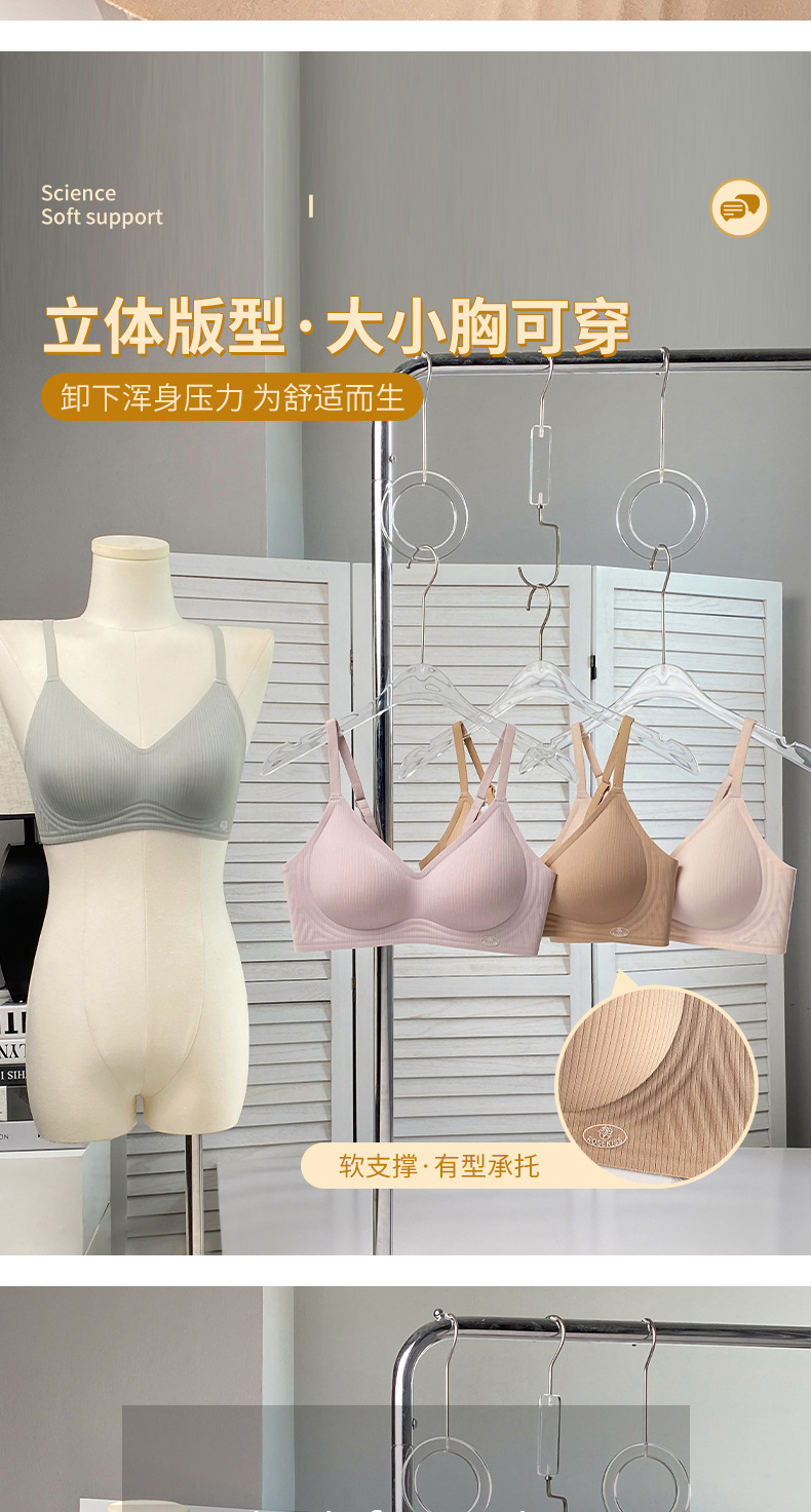 原版固定杯乳胶无痕内衣女薄款小胸聚拢收副乳防下垂美背运动文胸详情3