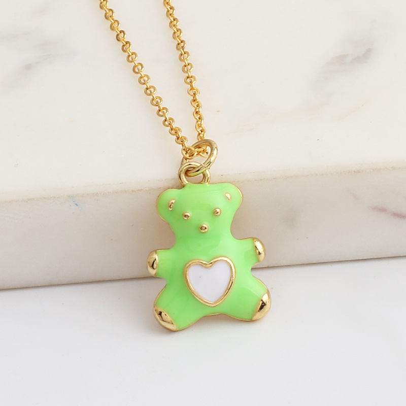 Cute Bear Copper Pendant Necklace Splicing Copper Necklaces