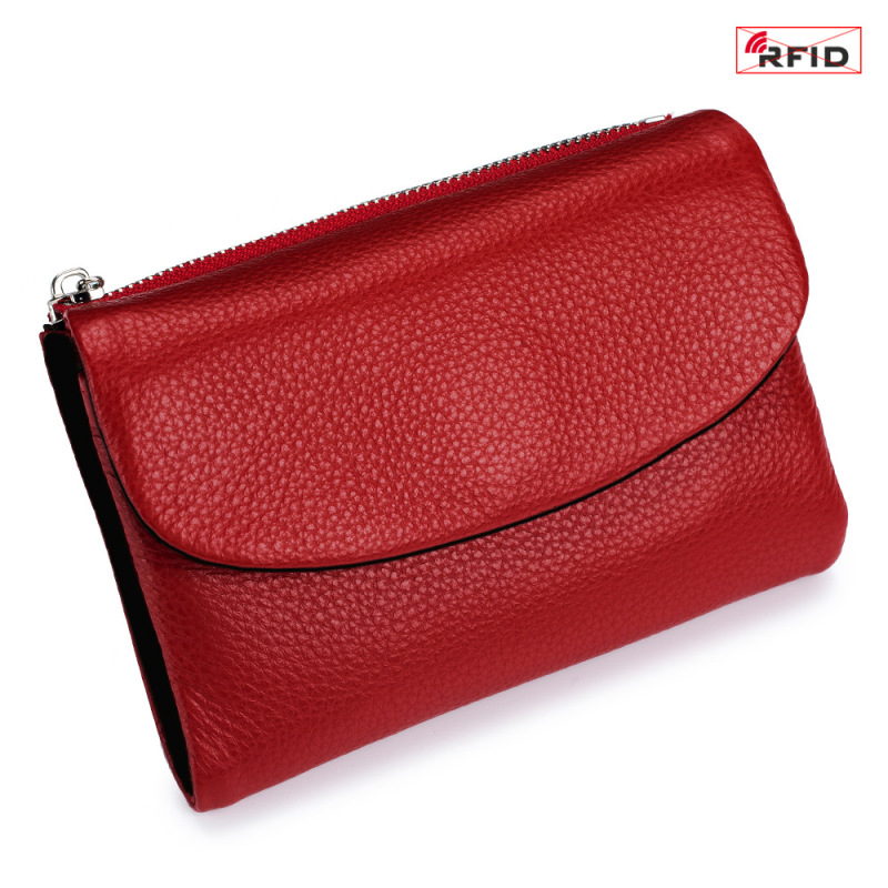 本革ショートウォレット RFID ファッション ソフトレザー質感 ハンドバッグ 女性用 大容量収納バッグ 一層牛革財布|undefined
