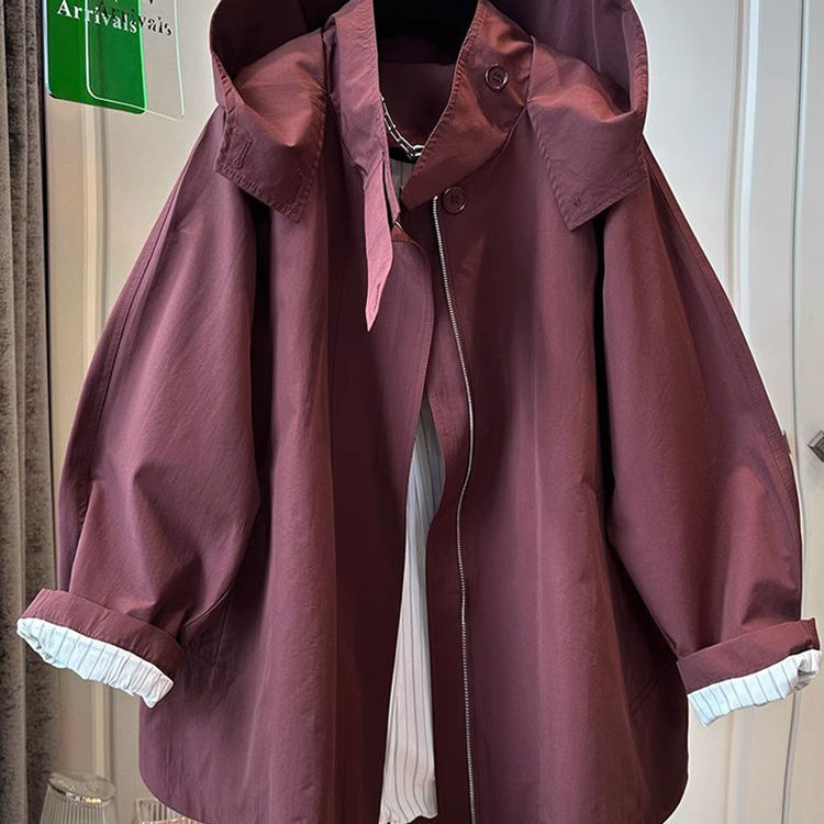 气质宽松冲锋衣连帽春季大码显瘦短外套夹克连帽百搭棒球服风衣潮|undefined