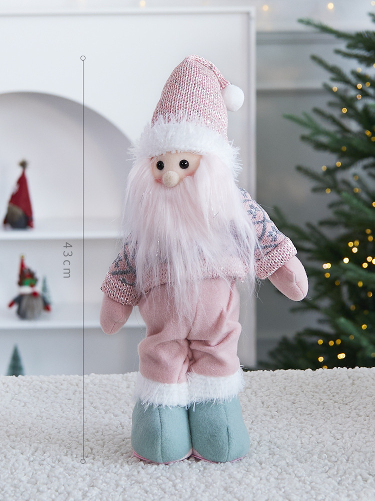 El conjunto de muñecas sin rostro de Navidad transfronteriza decora la Navidad rosa muñeco de nieve enano Papá Noel creativo Adornos navideños