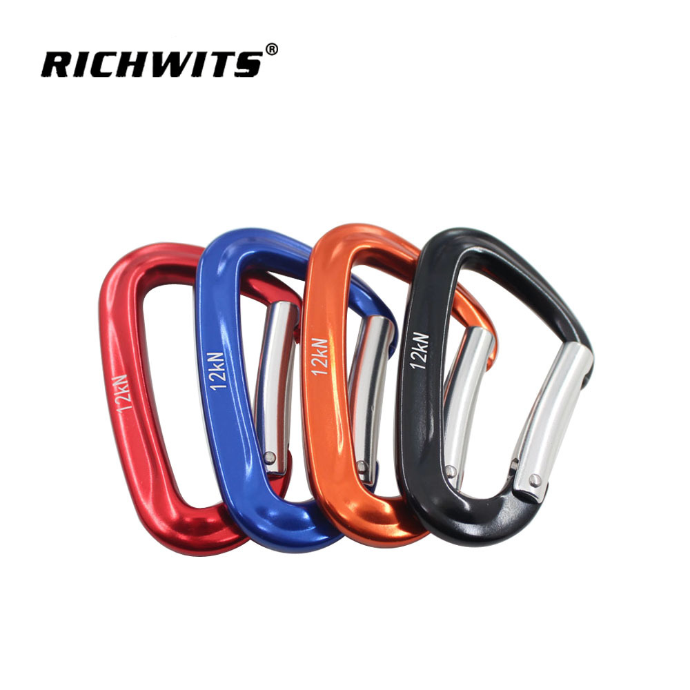 RICHWITS 7075 항공 알루미늄 자동 잠금 D 형 안전 후크 등산 버클 암벽 등반 메인 잠금 D 타입 잠금 장치
