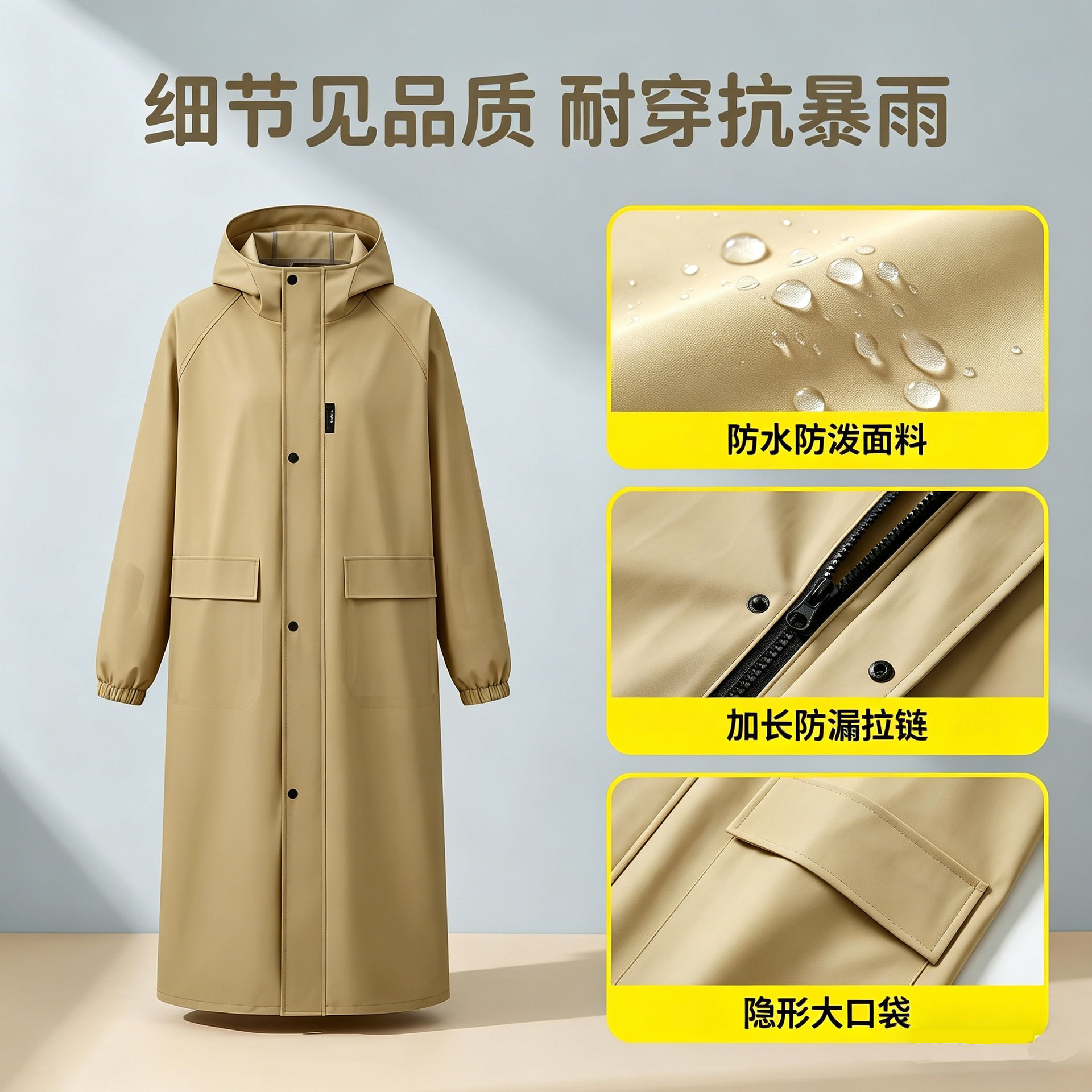 Raincoat for Electric Scooters Long Style Women's Single-Person Fashion One-Piece Raincoat Thickened Waterproof Burst Rain Poncho Oversized Electric Scooter Raincoat