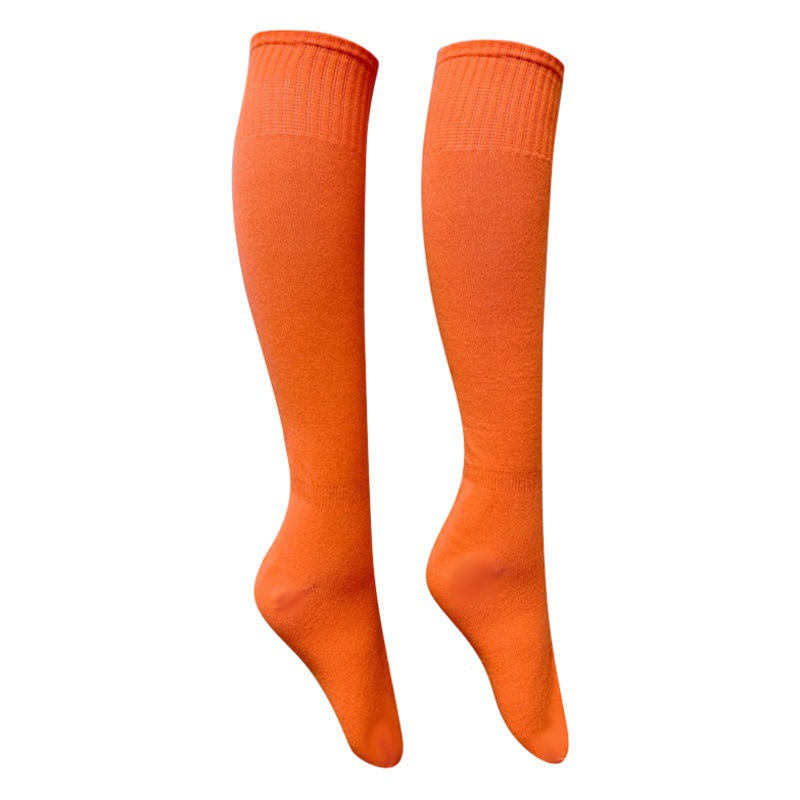 En stock calcetines de fútbol de color sólido no Pilling hombres y mujeres de espesor medio niños adultos transfronterizo alto elástico de longitud media calcetines de fútbol