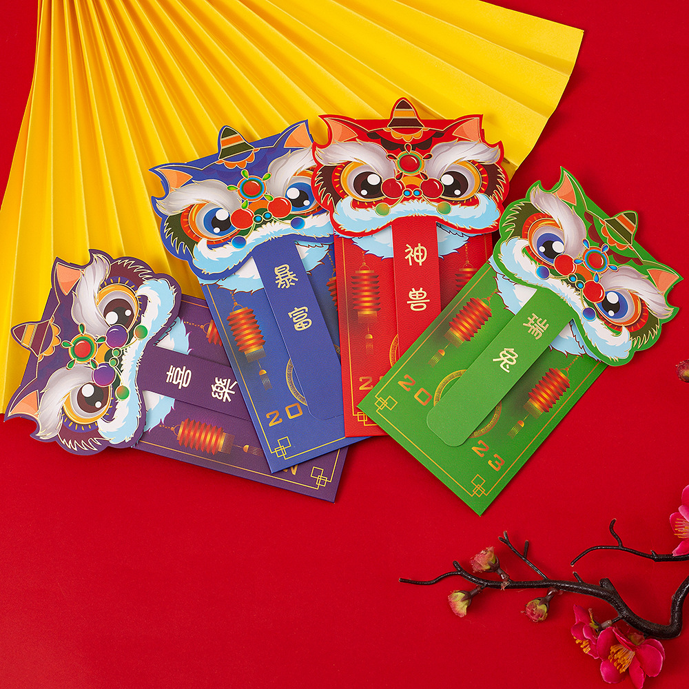 2023 nuevo año nuevo sobre rojo conejo año moda nacional festival de primavera regalo creativo sello año nuevo personalizado cabeza de león año nuevo bolsa