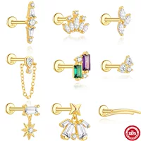 Серебряные серьги-спирали 925 пробы, модные, длинные, с инкрустацией циркония, для ежедневной носки, 16G