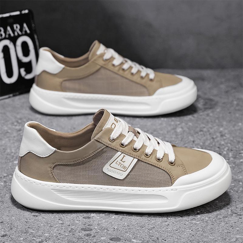 Live 2025 Four Seasons Nuevos zapatos de tela de seda de hielo de calidad Zapatillas de deporte para estudiantes jóvenes Zapatos de hombre transpirables Zapatos de moda Lefu