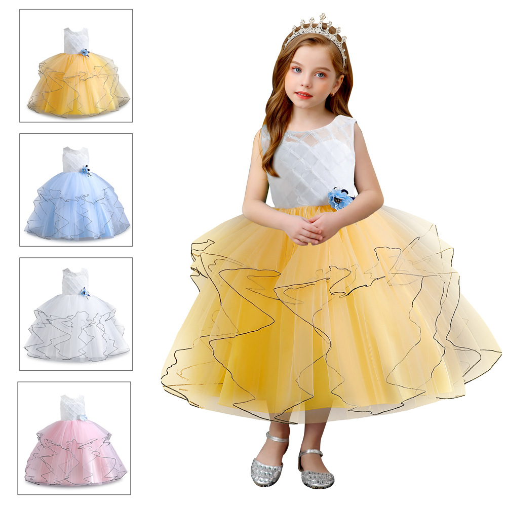 Liquidación transfronteriza nuevos niños vestido de princesa vestido de las niñas vestido de rendimiento de piano largo pettiskirt en stock al por mayor
