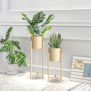 Nordic Style Flower Rack Iron Creative Modern Simple Floor Golden Living Room Decorative Flower Rack Indoor Green Flower Pot Rack
