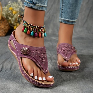 2025 cross-border arched women’s wedge flip flops arched women’s wedge flip flops