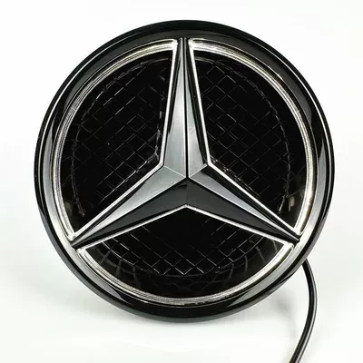 Car logo, Mercedes-Benz modified luminous LED middle net - w205-rotary-type-applicable-to-various-models-black-edge-white-light