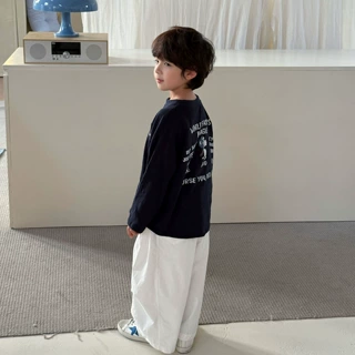 cici儿童春夏季韩系休闲宽松竹节棉长袖T恤男女中小童卡通印花T