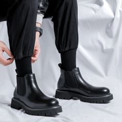 2023 Chelsea boots men's Martin boots black British thick-soled chimney boots trendy mid-top short boots 68006-R