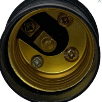 Portalámparas E27 impermeable, tapa de rosca redonda de plástico negro, base de rosca para bombilla LED
