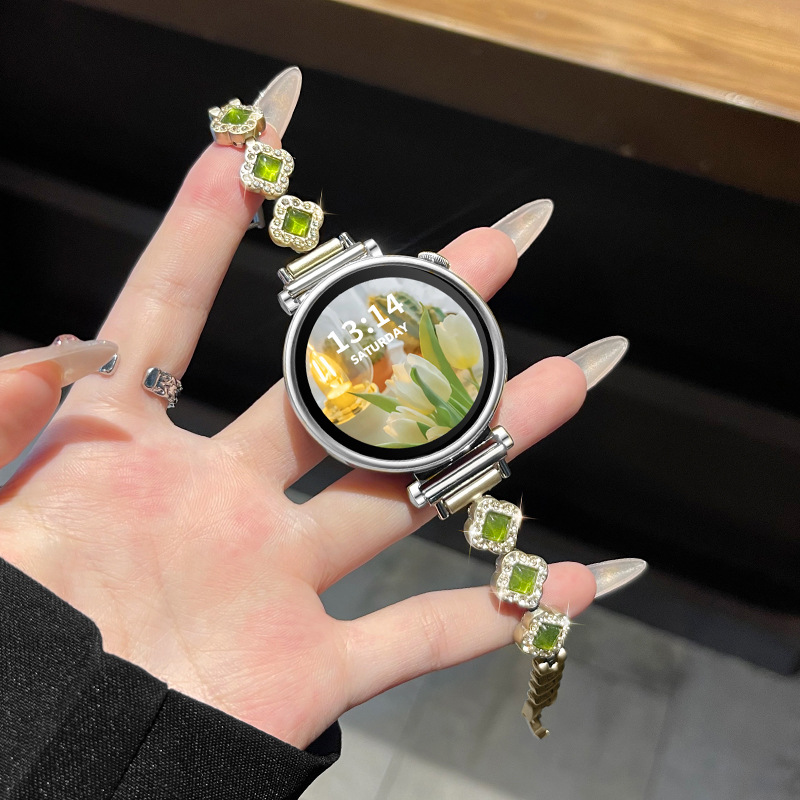 Suitable for Huawei Gt4 Watch Strap Gt5/6 41mm Four-Leaf Clover Metal Watch Strap Women's Watch4/3Pro Watch Strap Gt