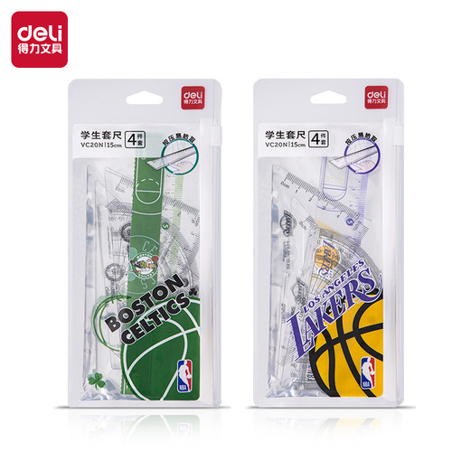 Deli set of rulers for student examinations drawing measurement set of rulers ruler triangle ruler protractor 4 pieces of stationery wholesale