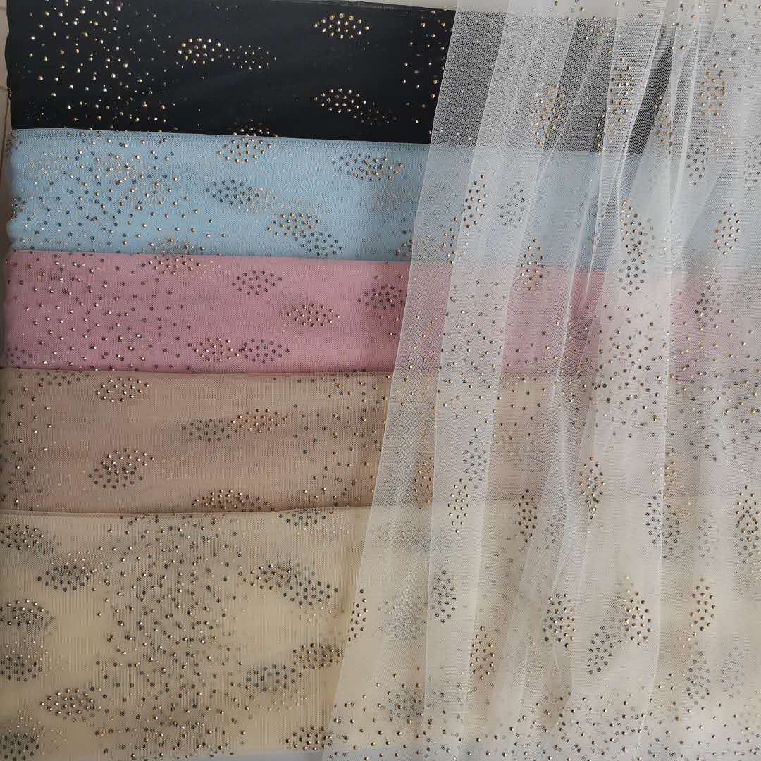 新品现货~锦6420网纱6公分大波浪橄榄球玫瑰金烫钻 仙美网纱面料