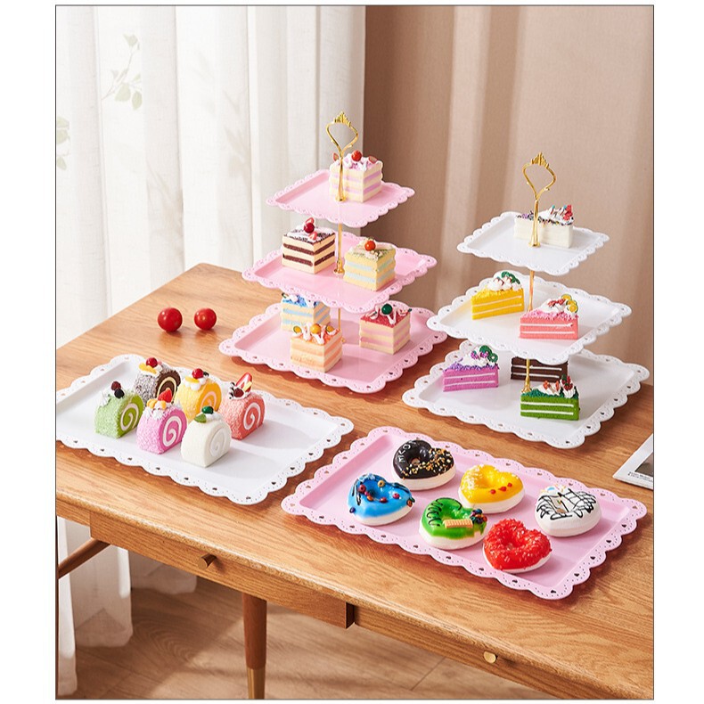 Nordic Style Snack Plate Three-Layer Fruit Plate Birthday Snack Dessert Plate Rack Dried Fruit Plate Light Luxury Cake Rack Table