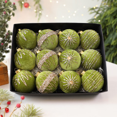 Shengyuan 新しい 8 センチメートル/12 個フラッシュダイヤモンドベルベット布クリスマスボール吊り飾りクリスマス装飾ウィンドウペンダント