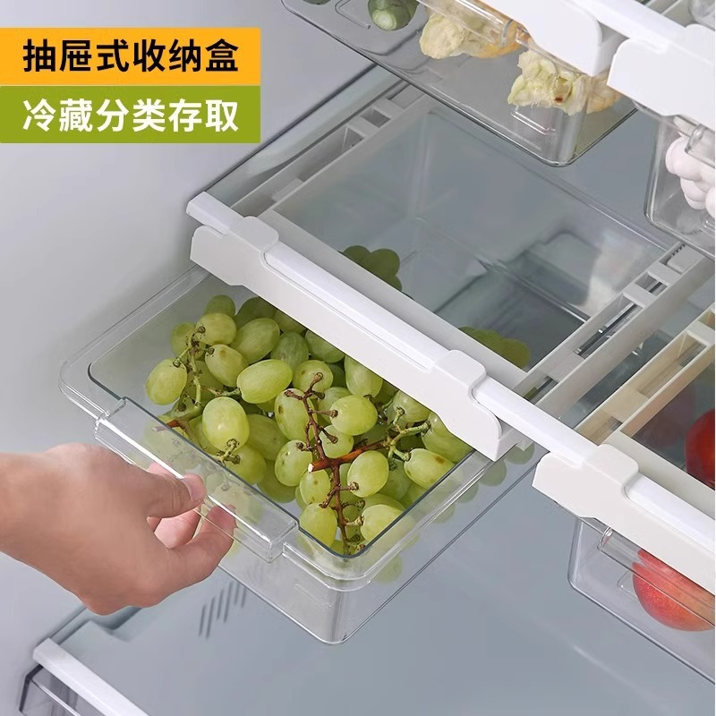 Caja de almacenamiento de refrigerador con cajón colgante, clasificación de huevos, conservación de frutas, caja de almacenamiento especial de plástico de grado alimenticio de cocina