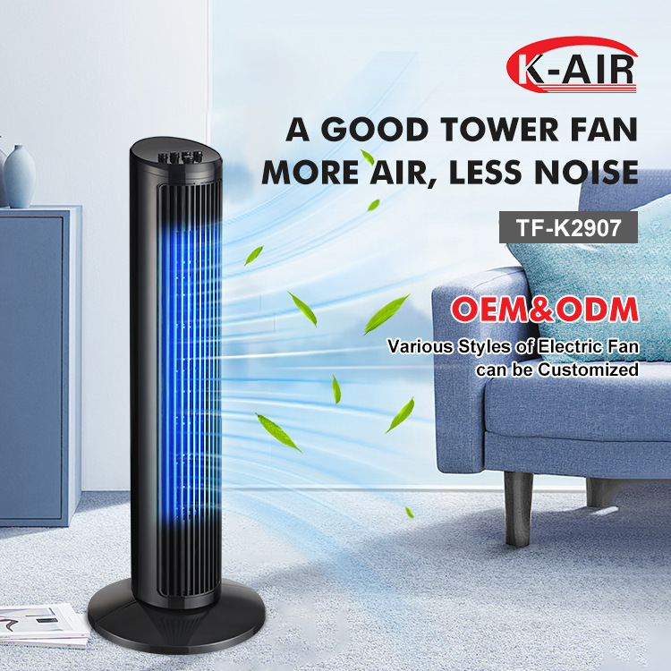 Factory Cross-Border 29inch Bladeless Floor-Standing Air Conditioner Fan, Vertical Silent Remote Control Tower Fan for Home and Office