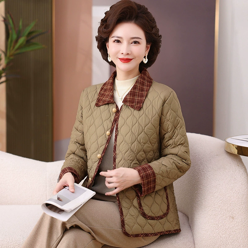 Легкая хлопковая куртка с отложным воротником для мам на осень-зиму 2025 года, модное и теплое хлопковое пальто, стильная женская верхняя одежда в стиле «Маленький Шанель»