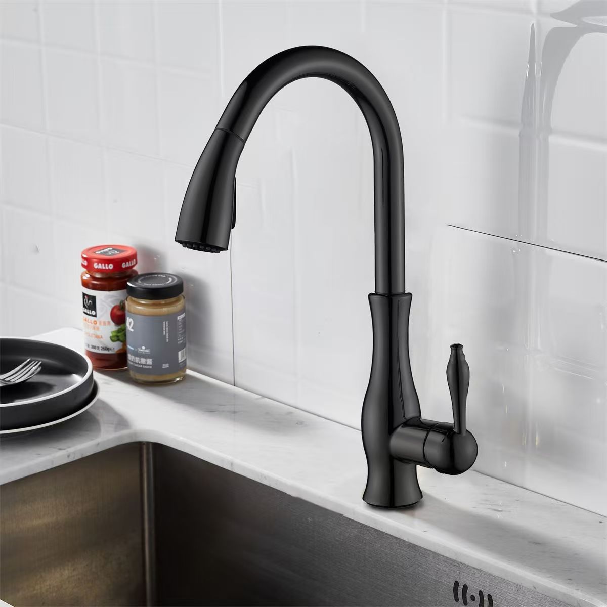 Grifo Extraíble de Cocina Retro de Cobre, Mezclador de Agua Fría y Caliente, para Cocina image 21