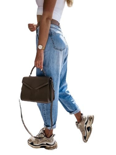 Cross-border foreign trade independent station fashion  autumn urban casual high-waist washed Amazon denim jeans for women