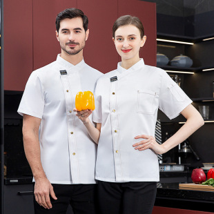 Chef Work Clothes Men's Long-sleeved Autumn and Winter Hotel Catering Kitchen Tooling Clothes Women's Noodles Baking Chef Clothes Short-sleeved