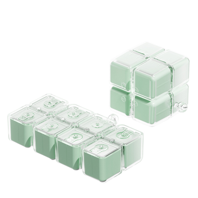 Logo personalizado caja de píldoras de cubo Rubik caja de píldoras portátil con cuerda de gran capacidad una semana siete días caja de almacenamiento de medicamentos a prueba de humedad