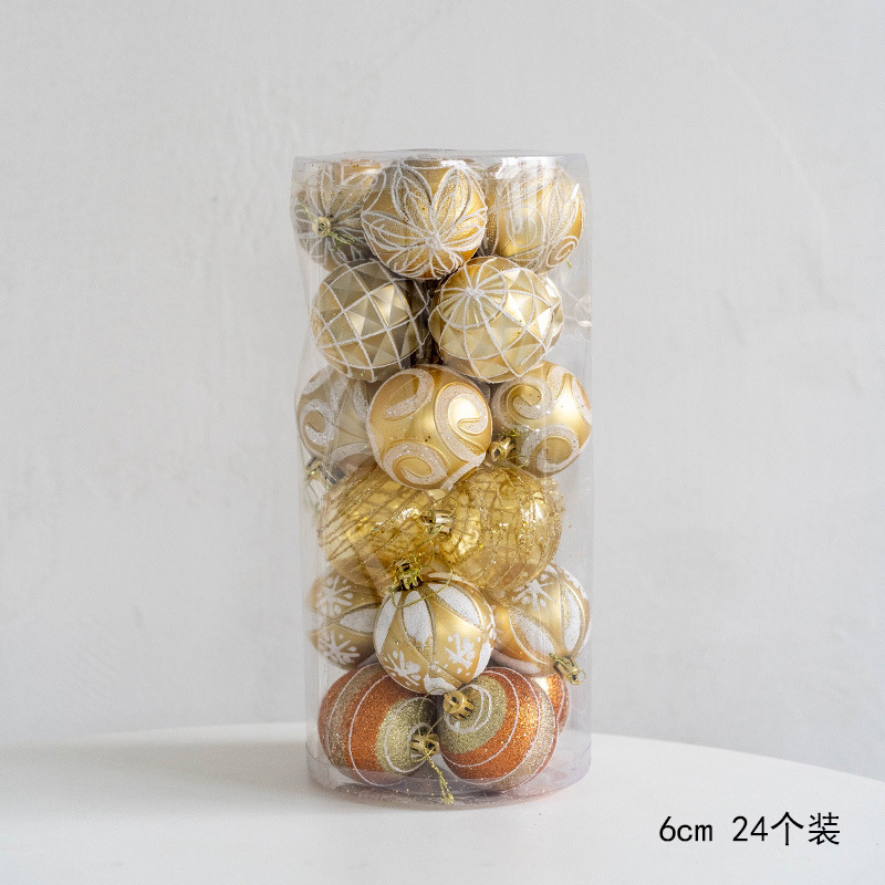 圣诞节装饰品3cm/6cm圣诞球彩绘球圣诞树装饰吊球桶装球电镀球|undefined