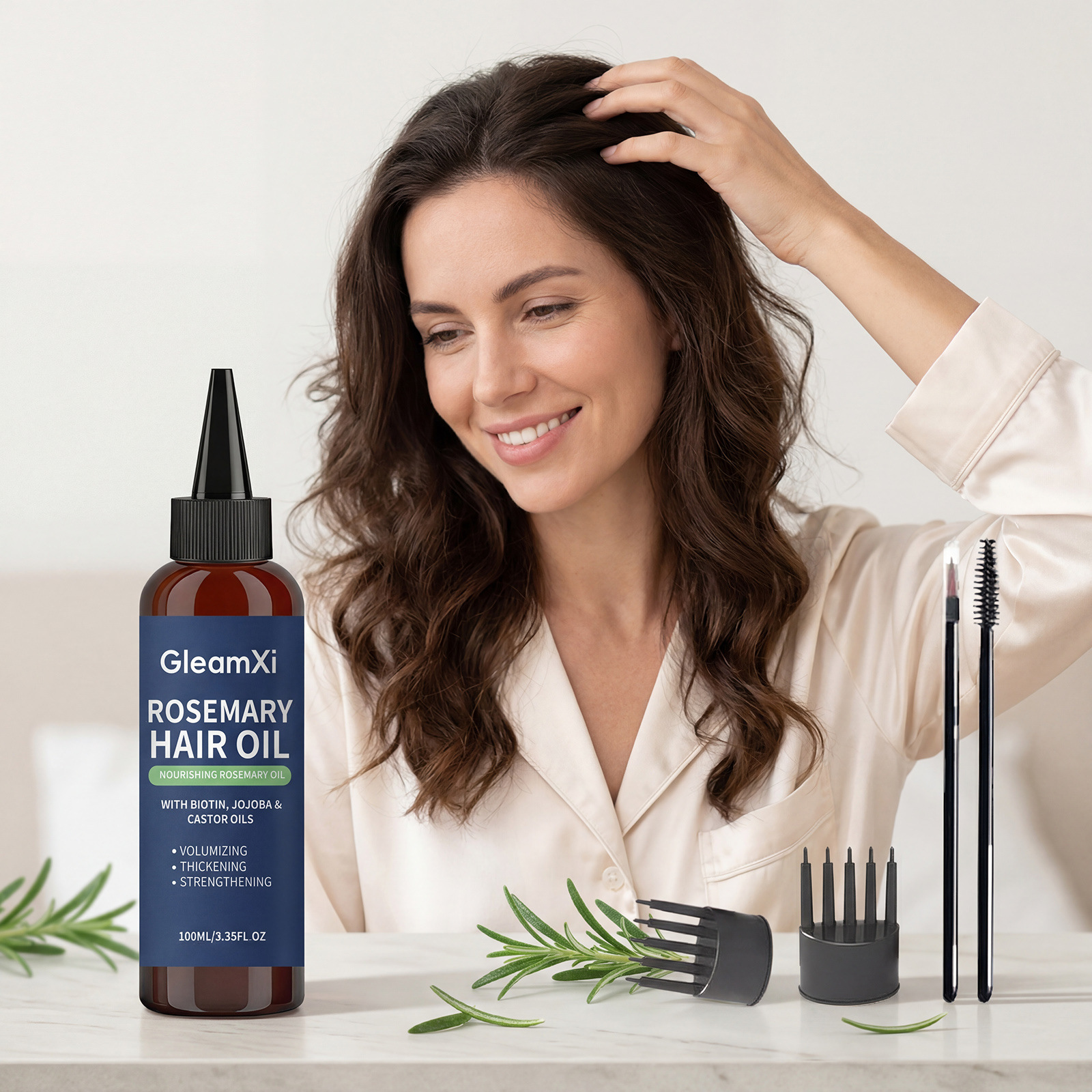 Gleamxi迷迭香滋润护发油 清爽水润柔顺发丝轻盈蓬松自然细腻光泽