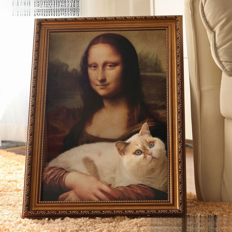 ✅蒙娜丽莎猫窝猫抓板一体世界名画框猫咪玩具封闭式猫窝油画猫房|undefined