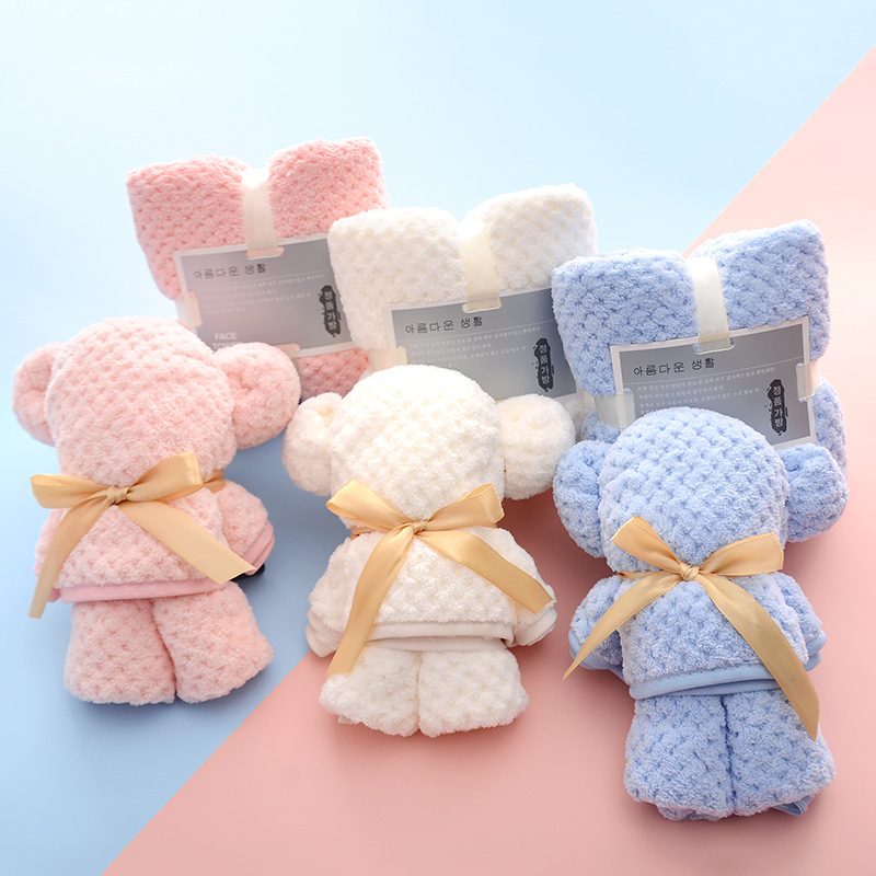 Factory wholesale bear towel pineapple coral fleece holiday wedding gift kindergarten bank ornaments towel