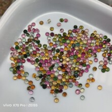 天然碧玺圆形光面戒面4mm平底素面裸石 戒面批发