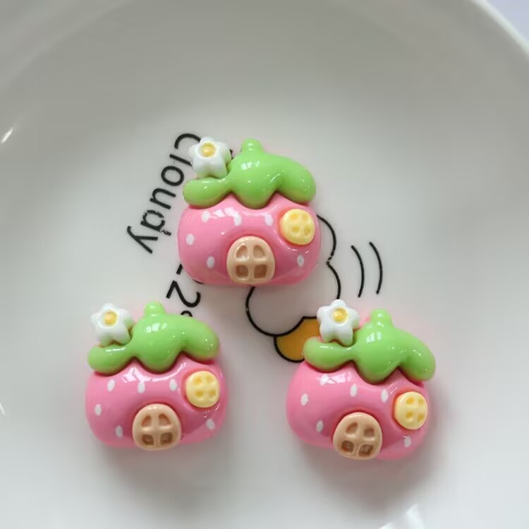 光沢のある漫画イチゴウサギ DIY クリーム接着剤携帯電話ケース下駄バックル手作りヘアピンヘッドロープジュエリー材料|undefined